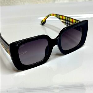 Black and Yellow Plaid Women's Sunglasses